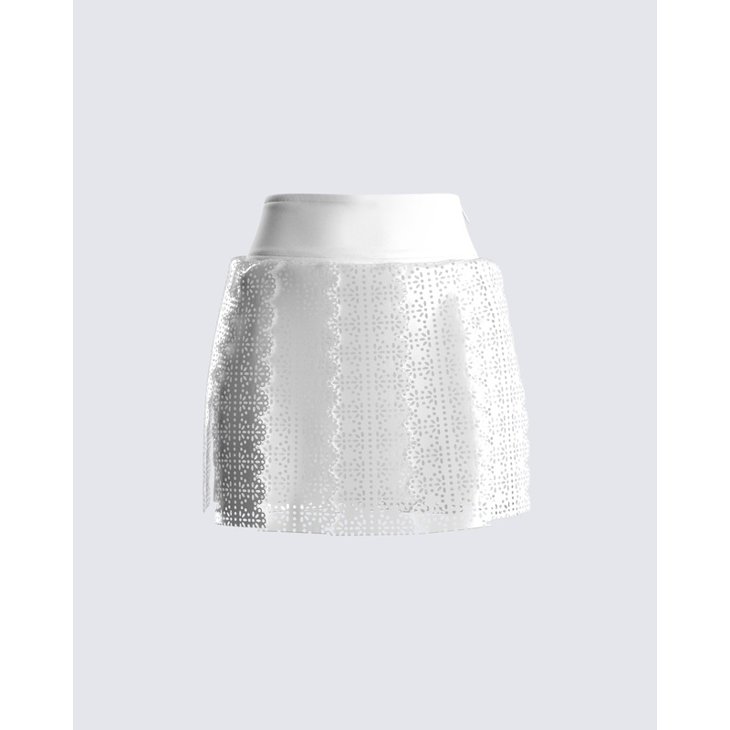 Casey White Vegan Leather Skirt