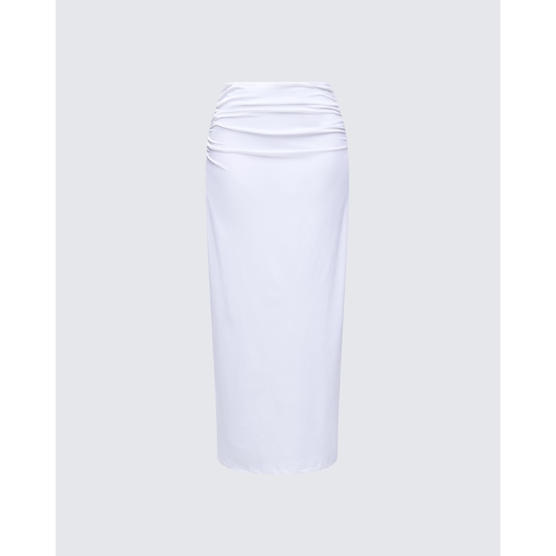 Cerelina White Jersey Maxi Skirt
