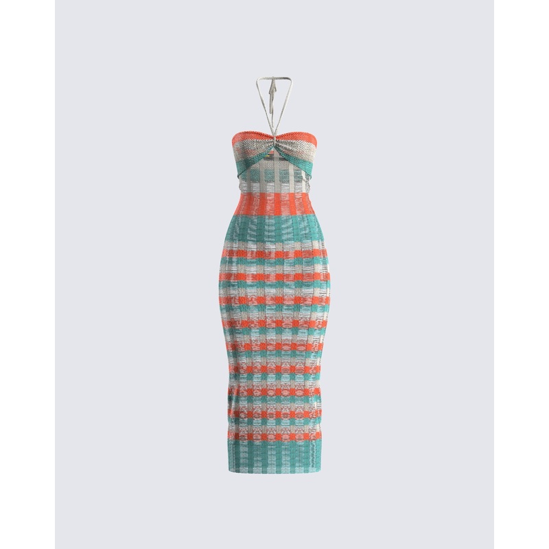 Derica Multi Open Knit Midi Dress