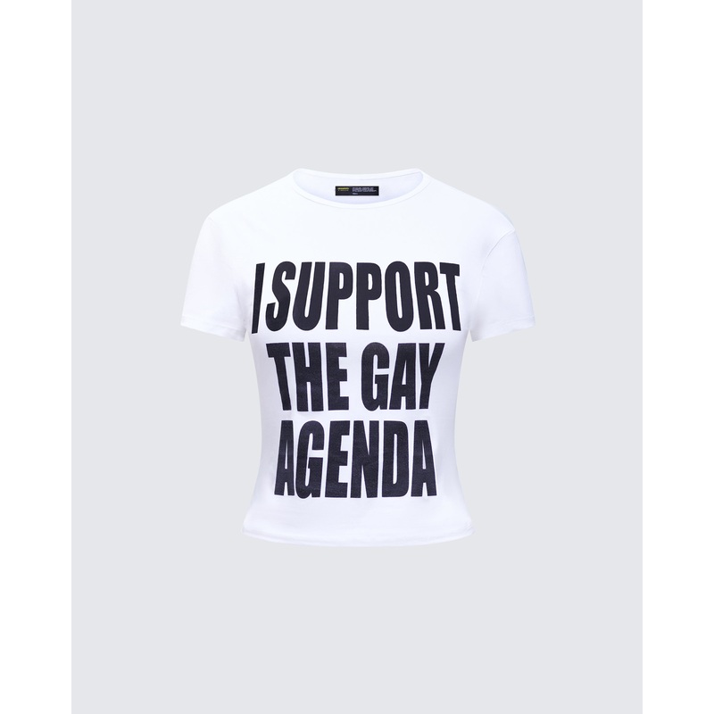 Drea White Slogan Classic Tee