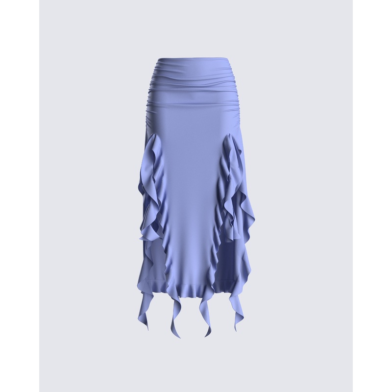 Dulce Blue Ruffle Maxi Skirt