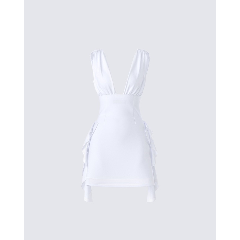 Enzo White Chiffon Mini Dress