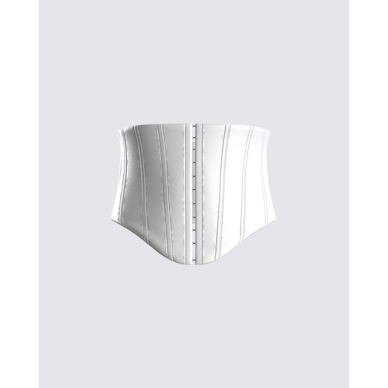 Enzo White Satin Corset Top