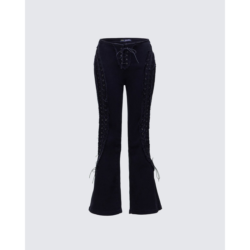 Genoveva Black Denim Lace Up Jeans