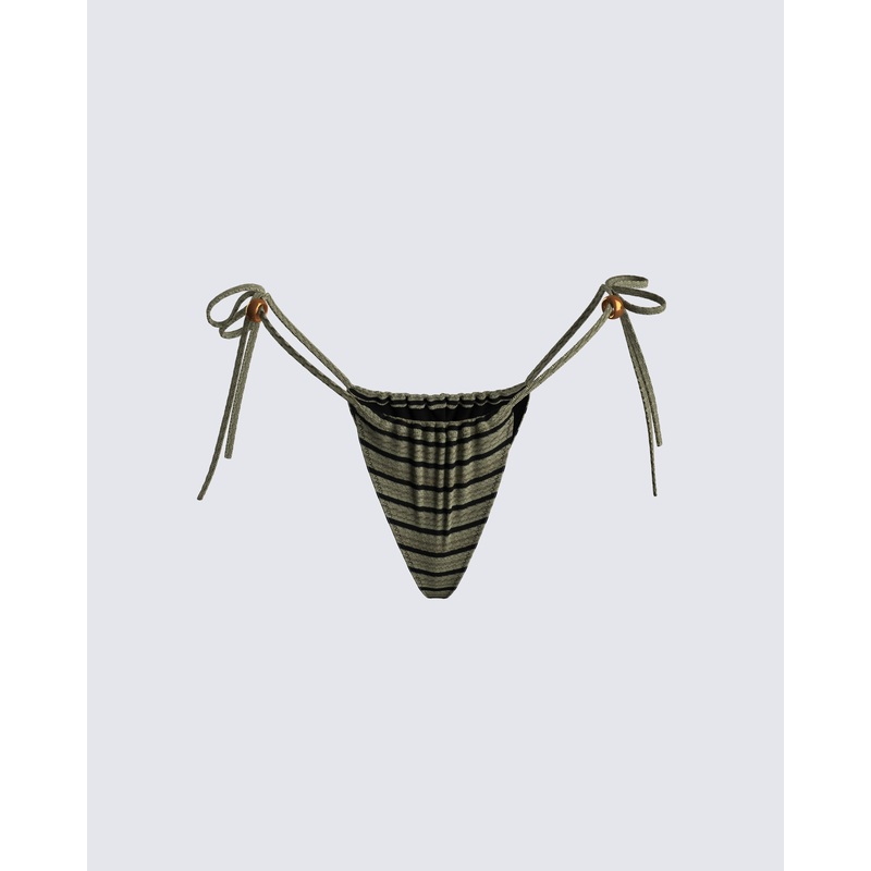 Izzy Olive Stripe Bikini Bottom