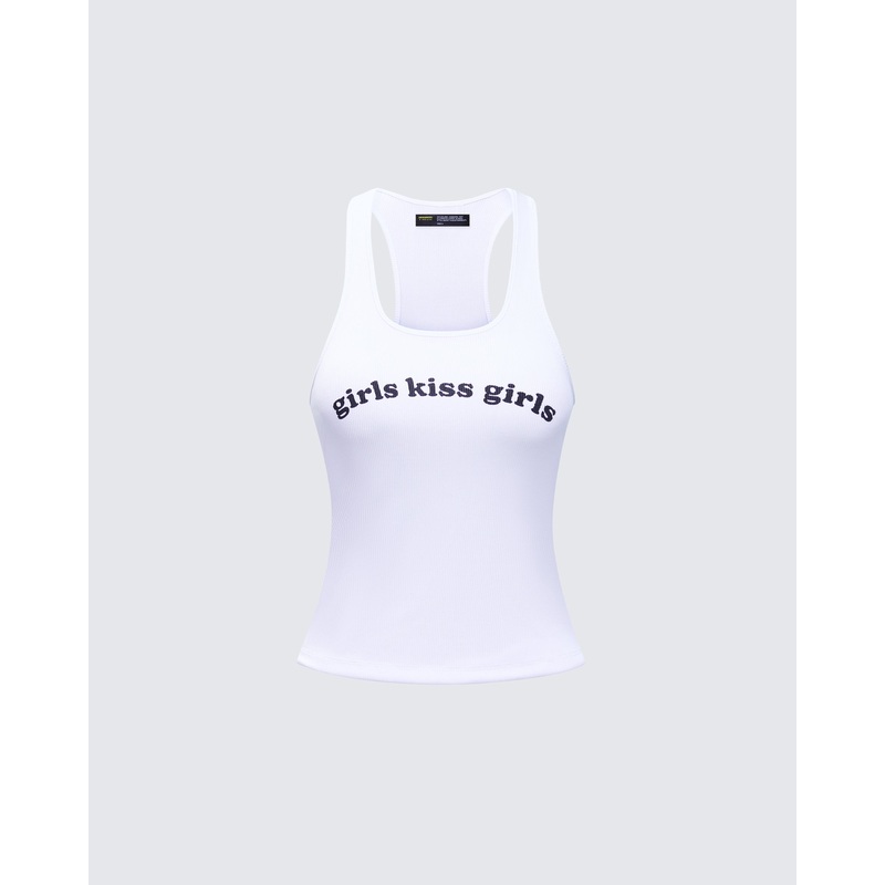 Joel White Ribbed Slogan Tank