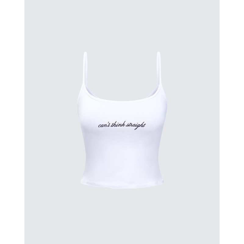 Kacie White Slogan Cami Top
