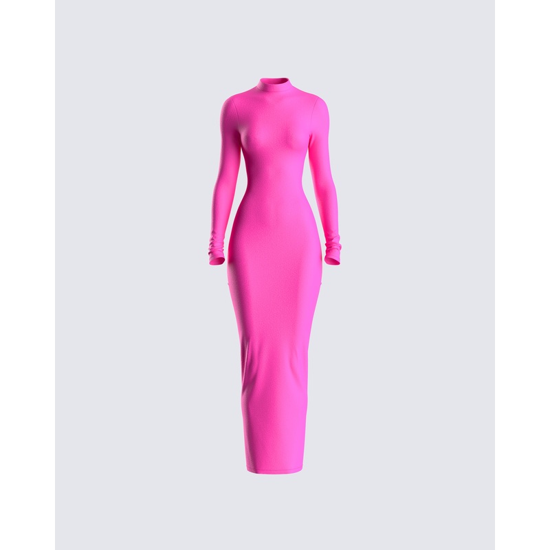 Lola Hot Pink Bodycon Maxi Dress