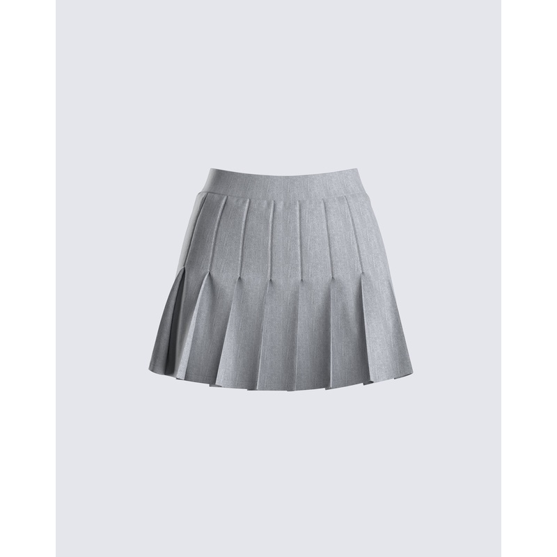 Madeleine Grey Pleated Mini Skirt