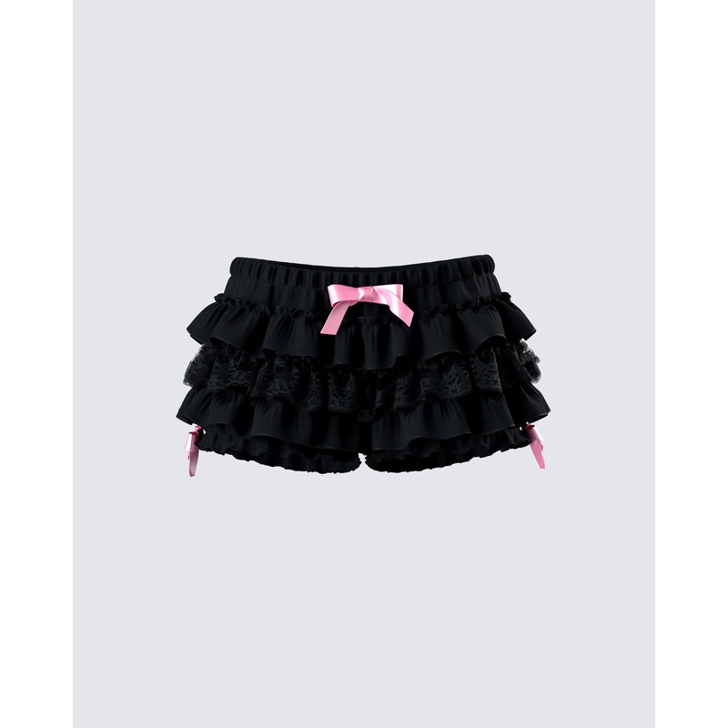 Martina Black Ruffle Short