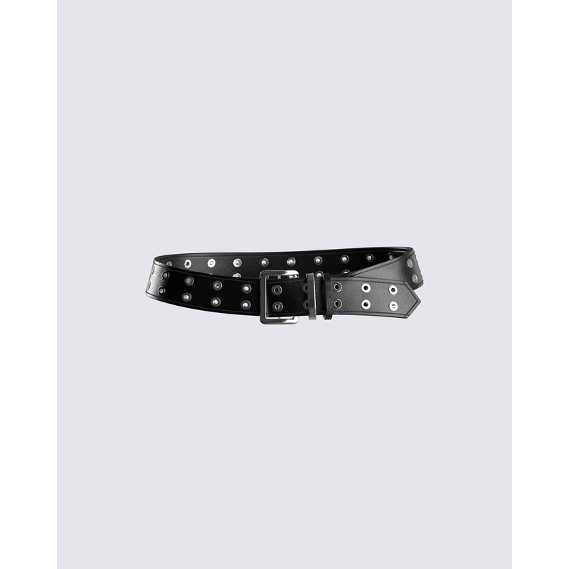 Nico Black Double Eyelet Belt