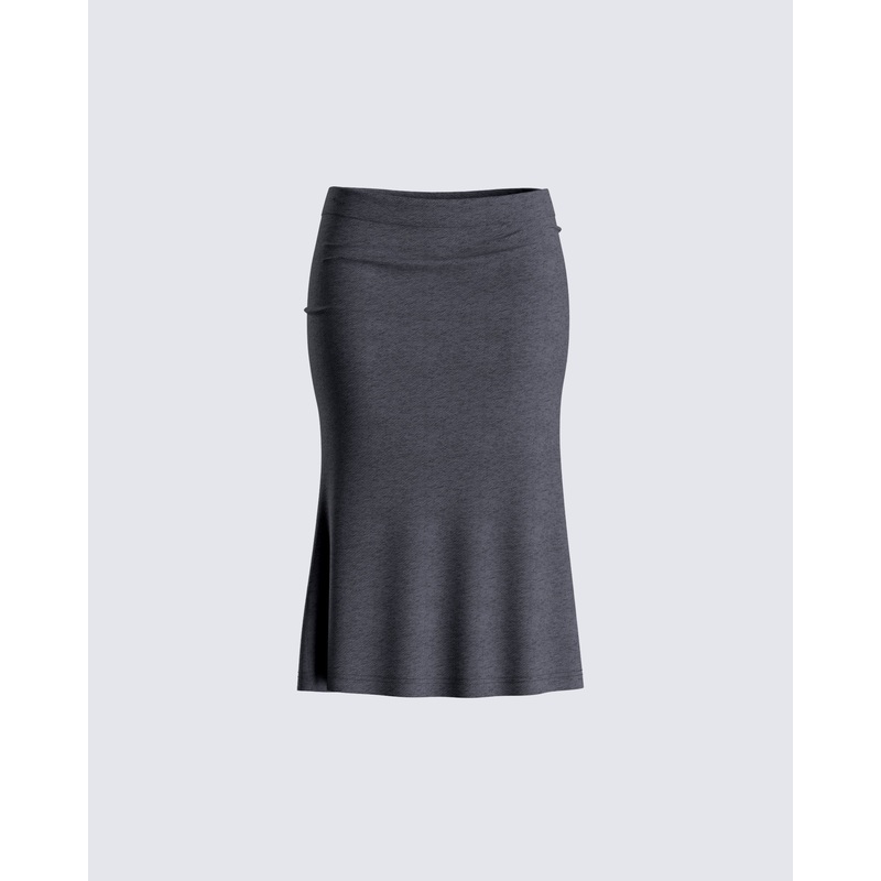 Nico Grey Jersey Midi Skirt