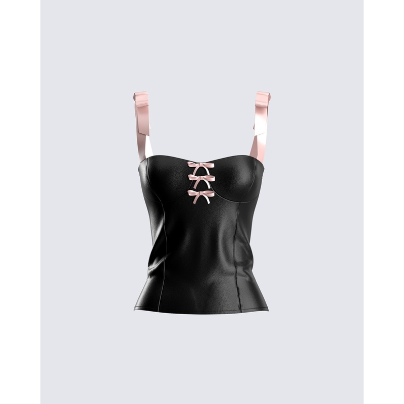 Novo Black Vegan Leather Top