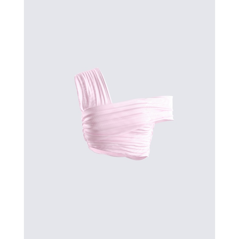 Omid Pink Asymmetrical Mesh Top