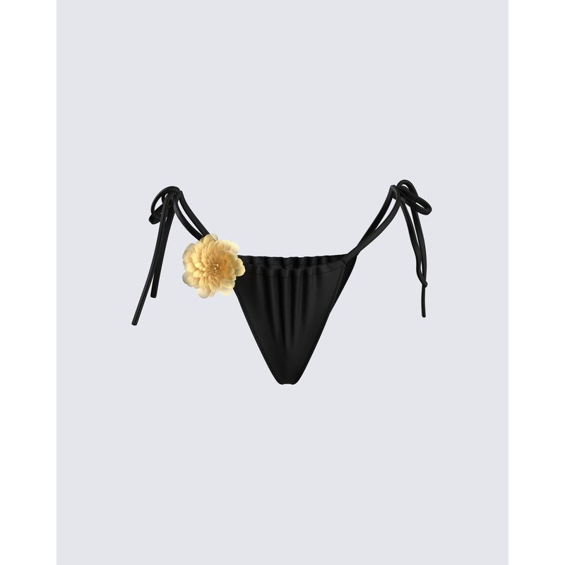 Revel Black Bikini Flower Bottom