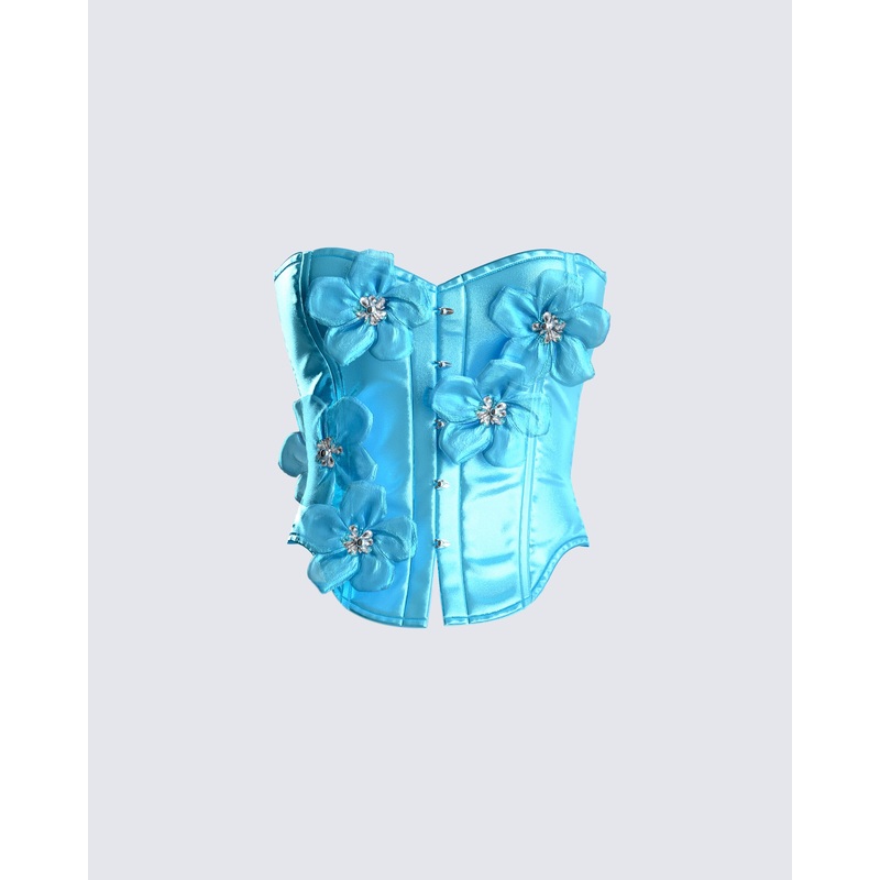 River Blue Flower Corset Top