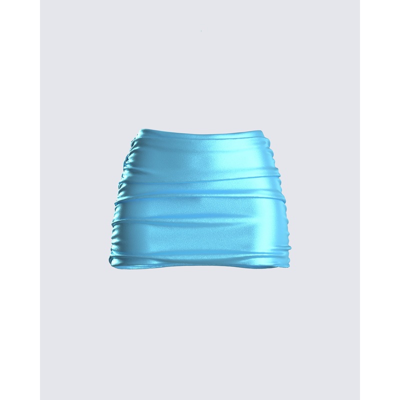 River Blue Satin Mini Skirt