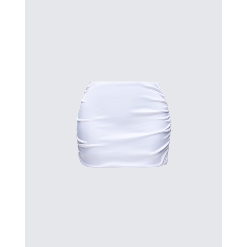 Saranna White Satin Micro Mini Skirt