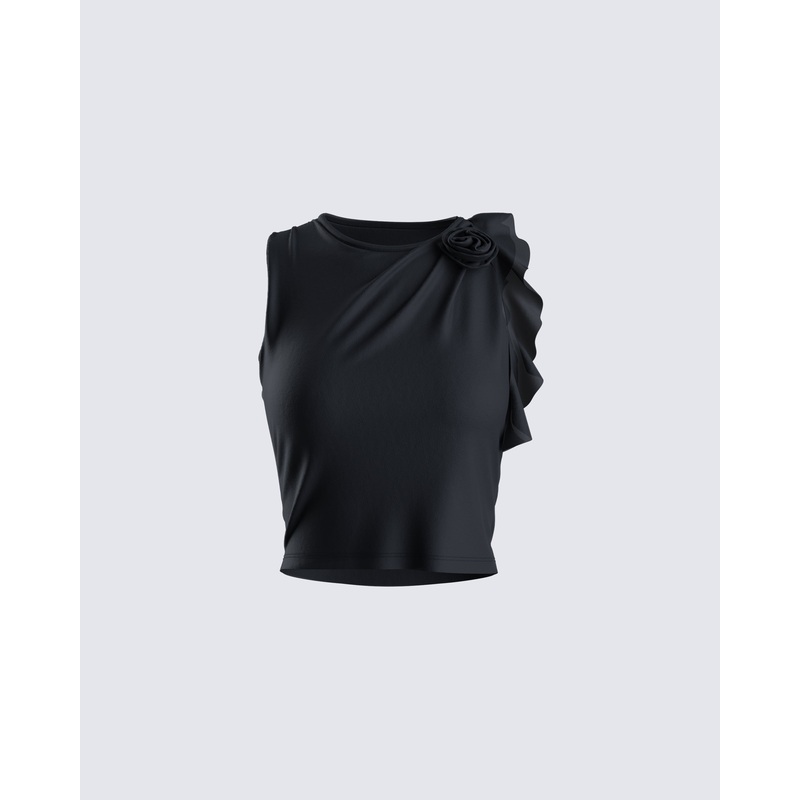 Veeti Black Jersey Crop Top