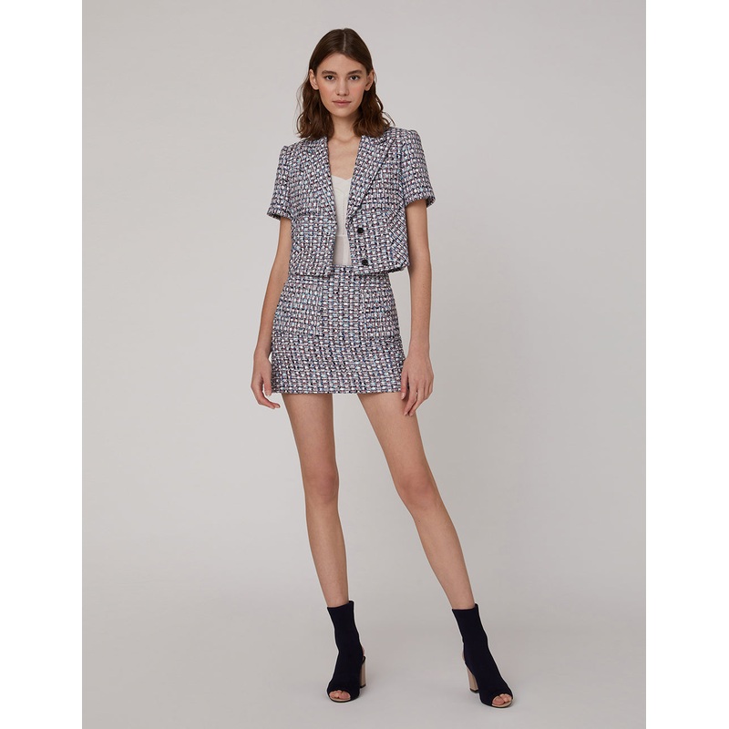 Blue white tweed small A skirt