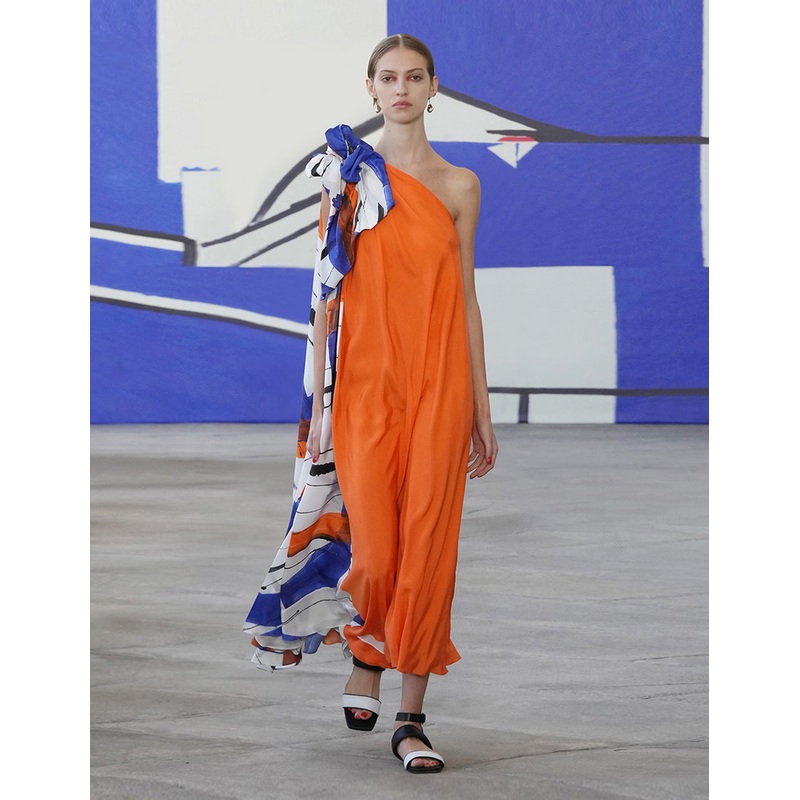 Flared one-shoulder dress