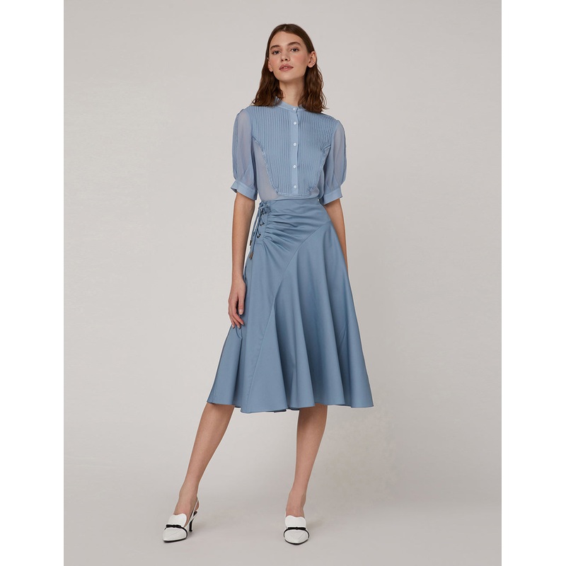 Flared pleats umbrella hem skirt