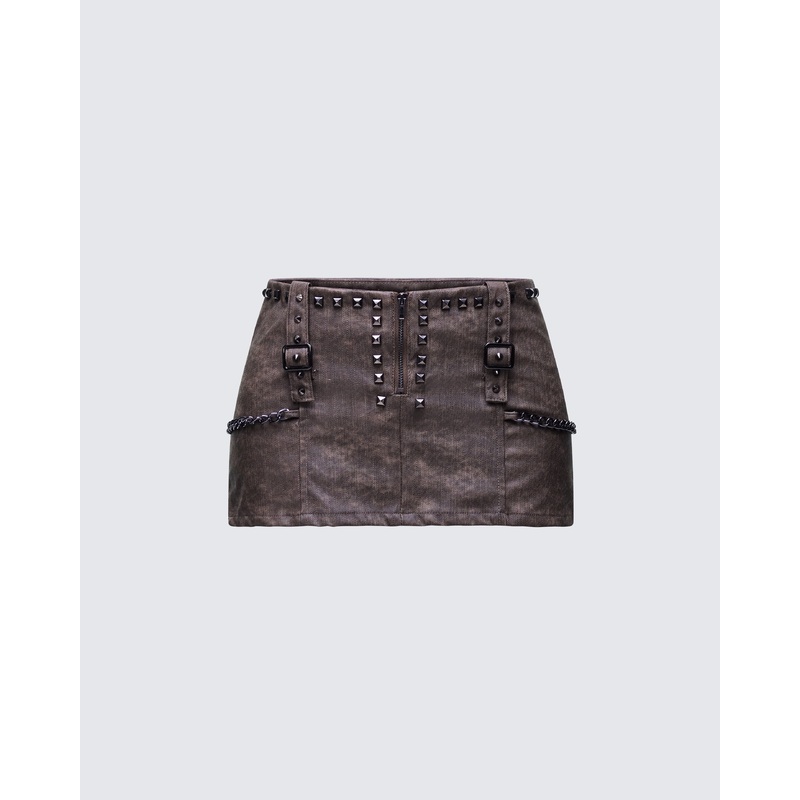 Hosea Brown Vegan Leather Micro Mini Skirt