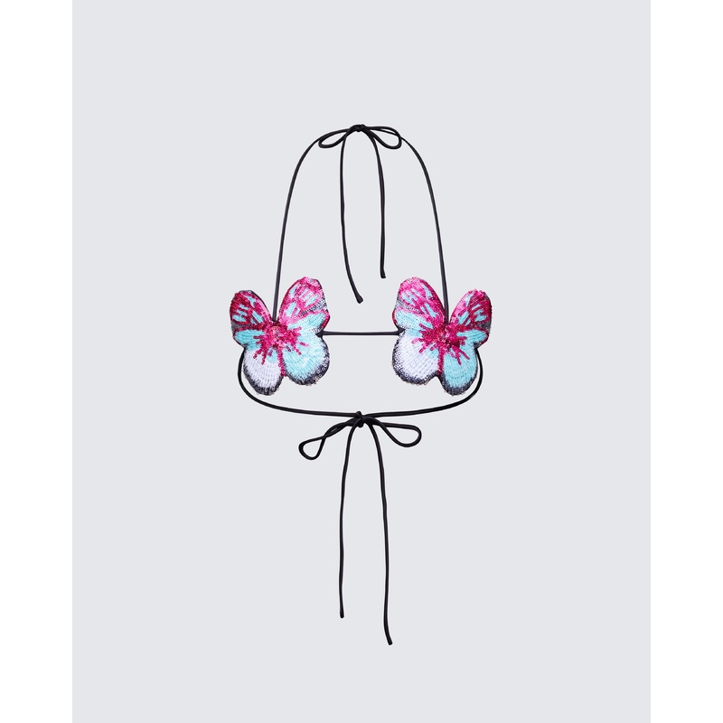 Kandi Embellished Butterfly Bra Top