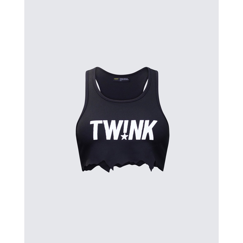 Maxine Black Graphic Cut Off Tank
