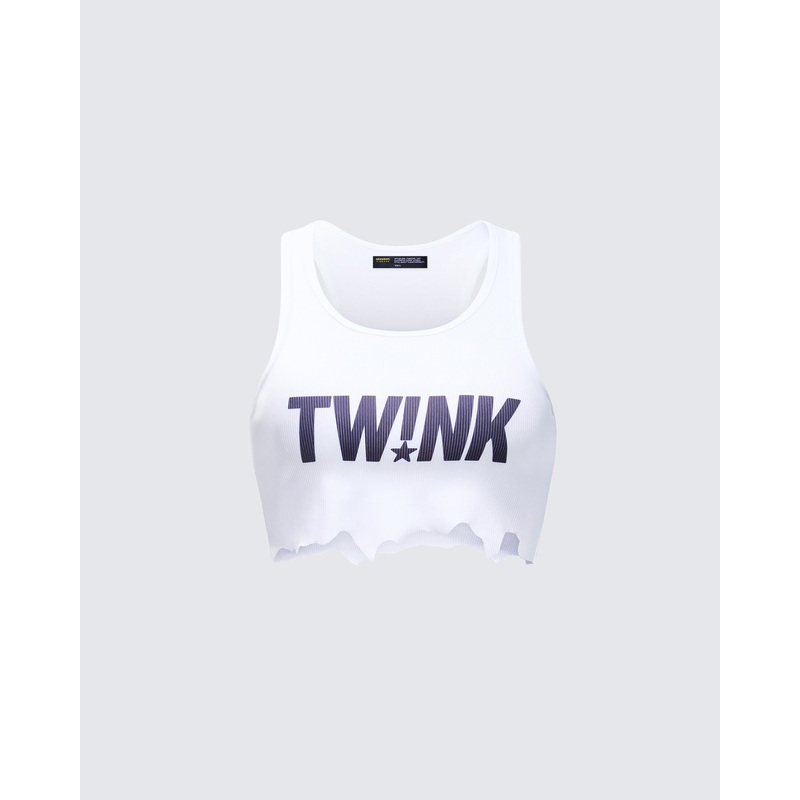 Maxine White Graphic Cut Off Tank