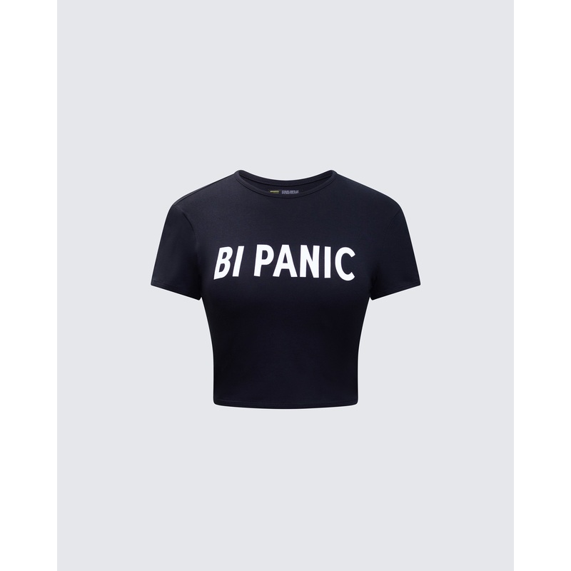 Meera Black Slogan Baby Tee