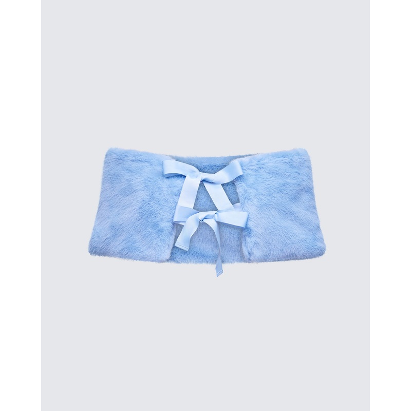 Noelle Blue Faux Fur Shrug