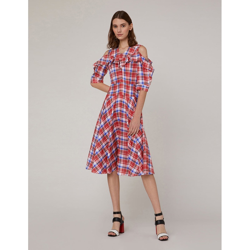 Off shoulder mid-sleeve dress