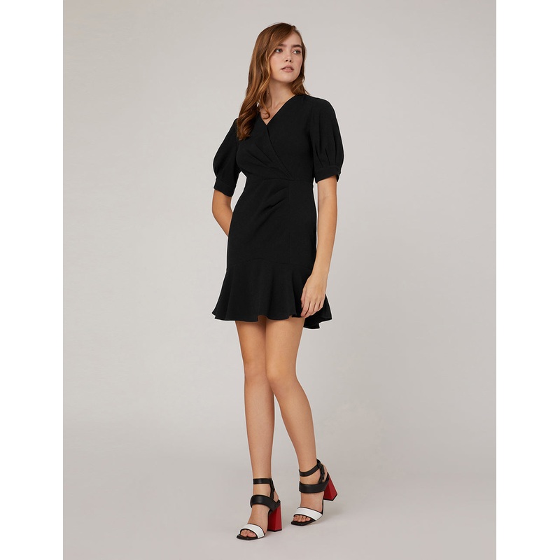 Pinch pleats ruffled dress