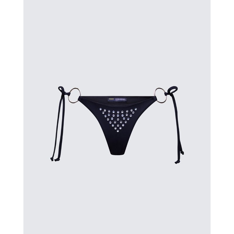 Quen Black Studded Bikini Bottom