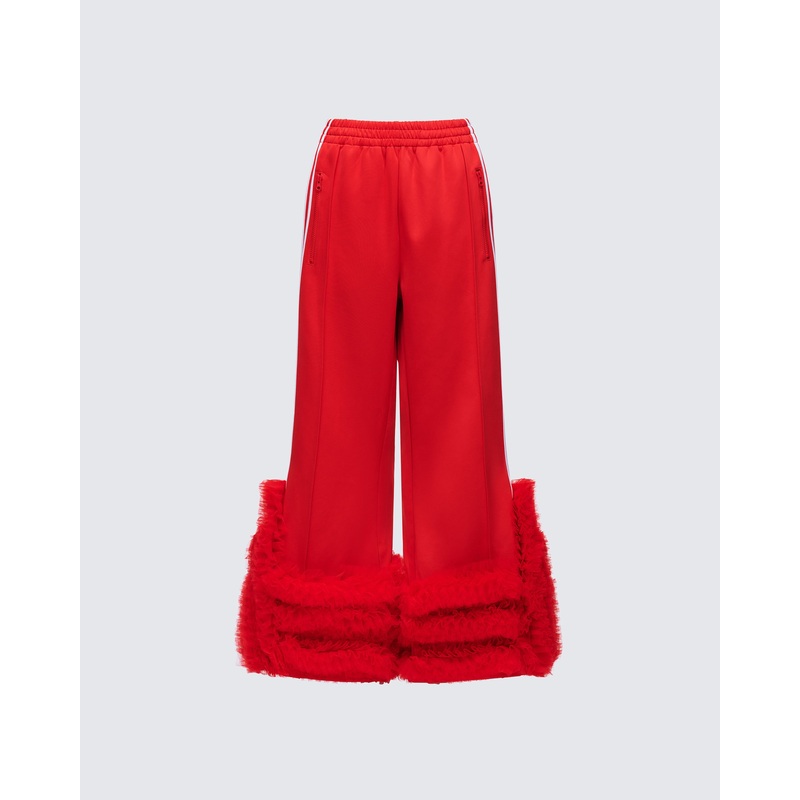 Romilda Red Mesh Ruffle Sweatpant