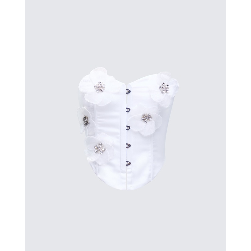Saranna White Flower Corset
