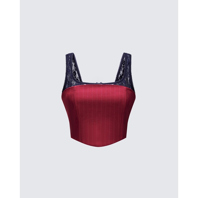 Scarlette Red Pinstripe Corset Top