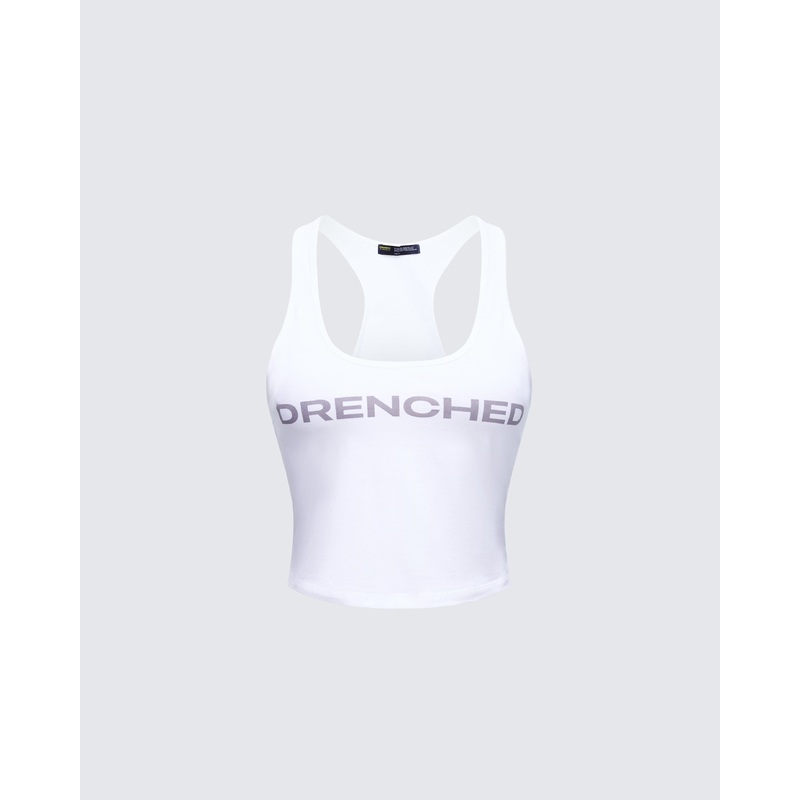 Setareh White Graphic Tank Top