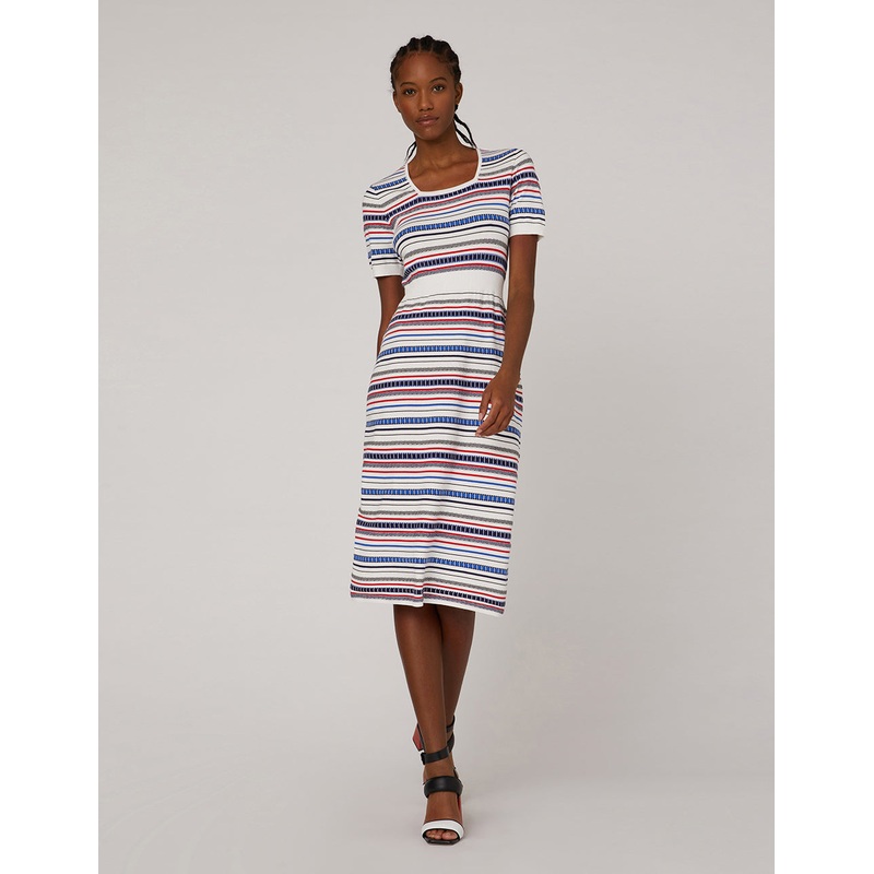 Square-neck mid-length knit dress