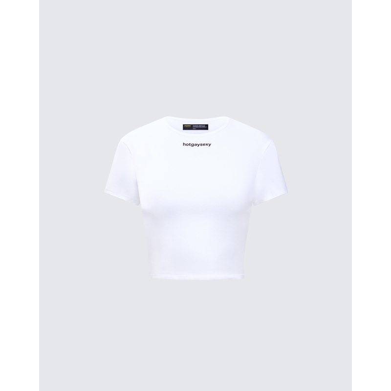 Swara White Slogan Baby Tee