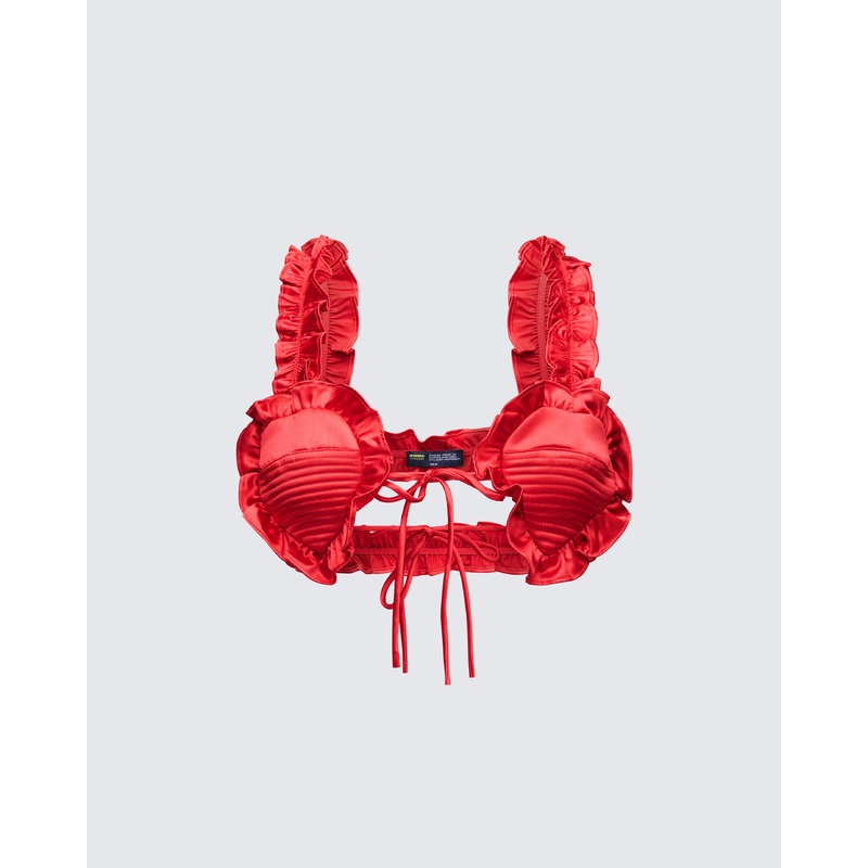 Thelma Red Padded Heart Bra Top