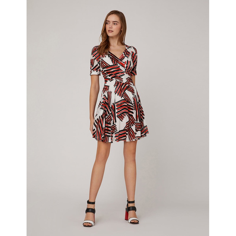 V-Neck Brushstroke Print Dress