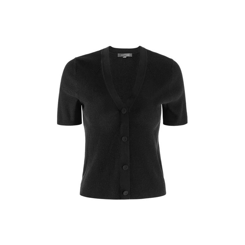 V-neck short-sleeve cardigan