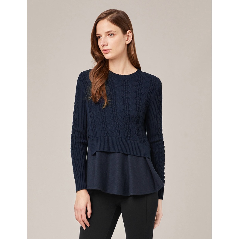 A-LINE KNIT SPLICED FLARED HEM TOP