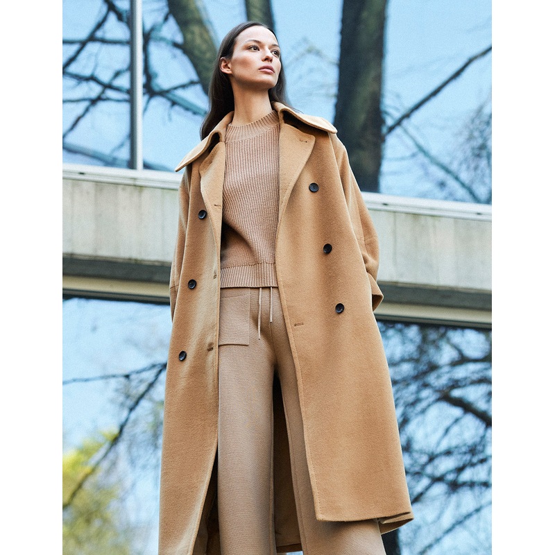 Beige Ladies Knit Wool Trousers