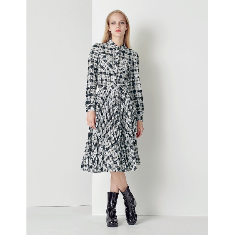 Black and white plaid silk shirt