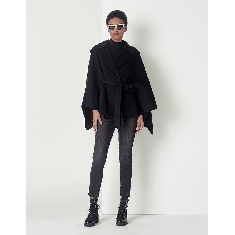 Black Fashion Ladies Shawl Cape Coat