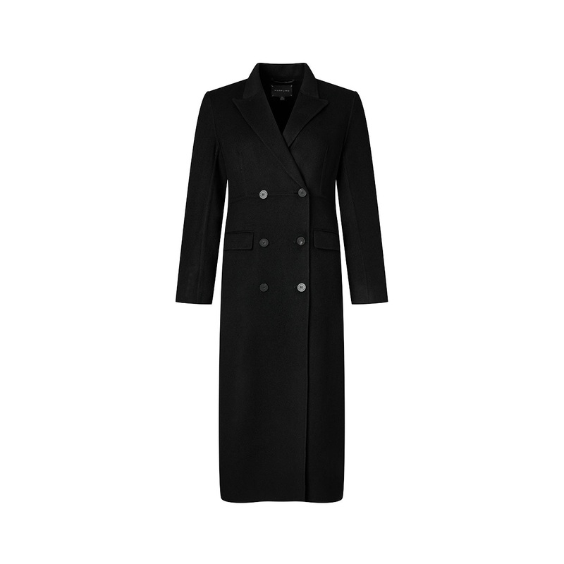 black suit collar double-sided woolen long coat