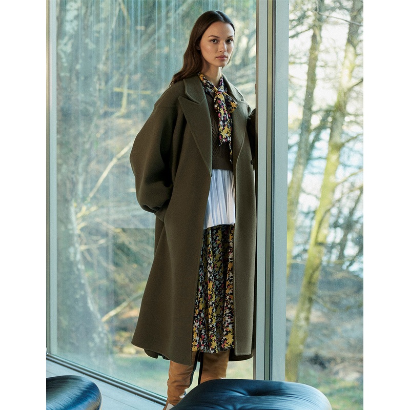 British style army green loose A swing coat